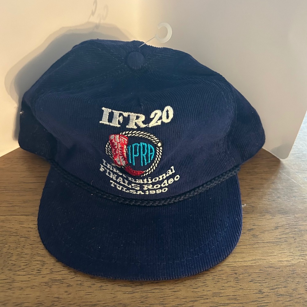 Rodeo Hat Mens OSFM Navy Blue Vintage 1990 IFR 20 Corduroy Rope Cap NWT